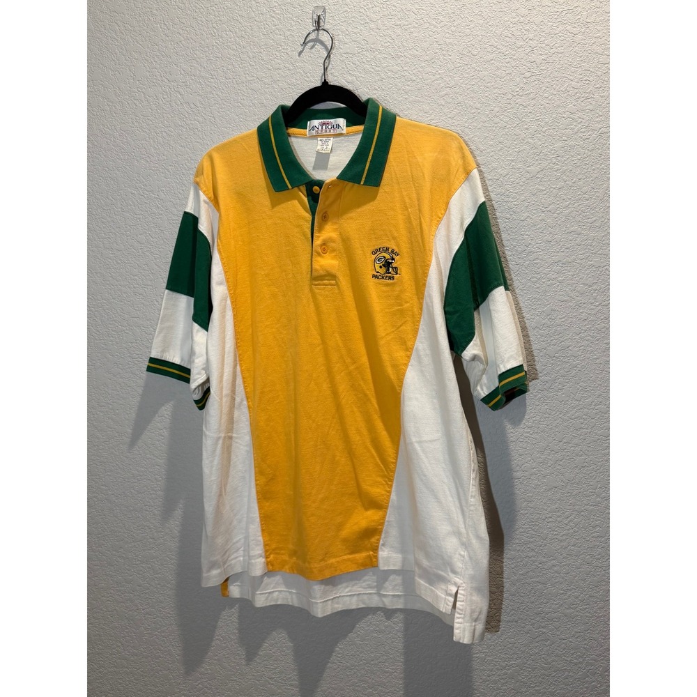 Vintage Green Bay Packers Polo Shirt Antigua Sport‎ Colorblock NFL Size L